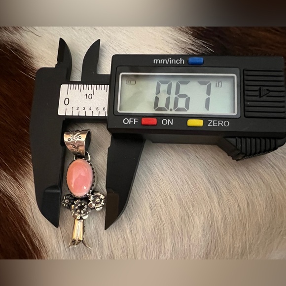 ❤️ Queen Pink Conch Navajo Style 925 Squash Blossom Pendant 1.71”L - 8mm Bail - Picture 12 of 13